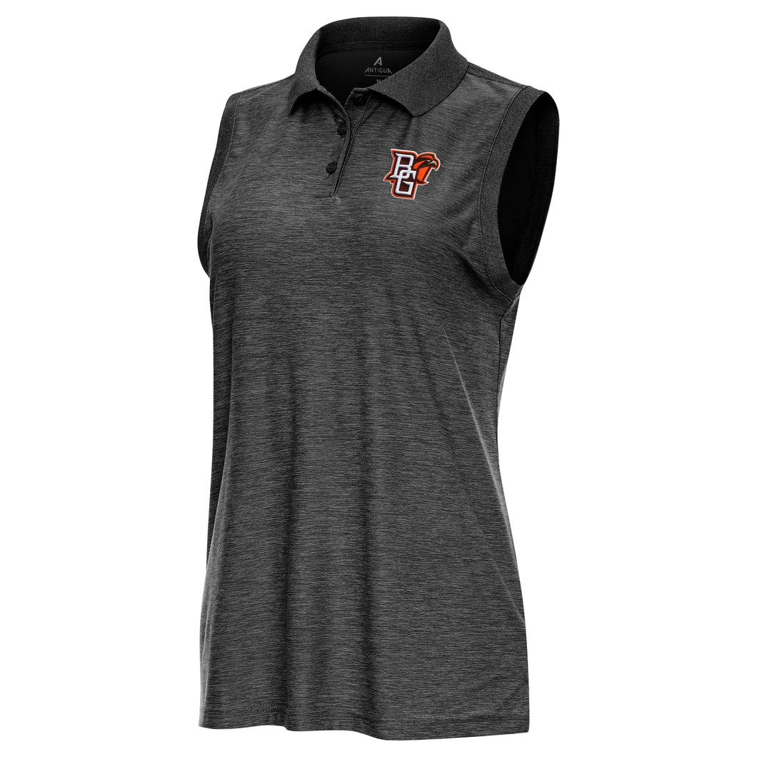 Antigua Ladies Black Heather Recap Polo