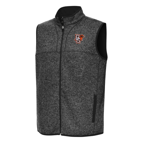 Antigua Black Heather Fortune Full Zip Vest