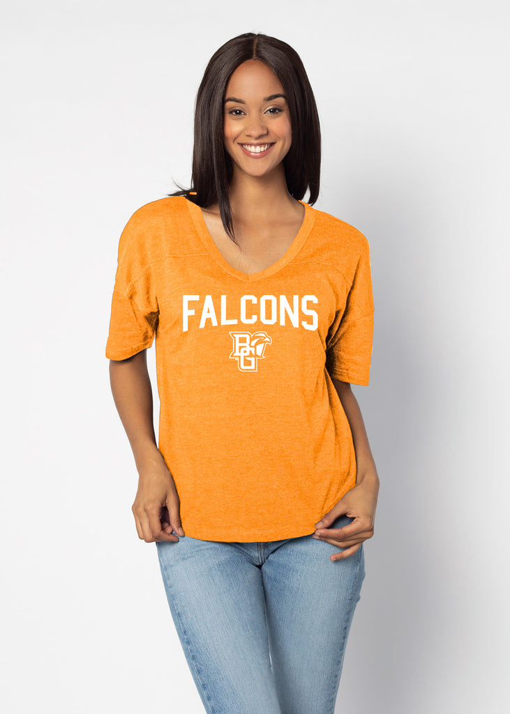 Chicka-D Women’s V-Happy Jersey – NCAA Licensed Team Graphic Tee – V-Neck, Rounded Hem, Missy Fit