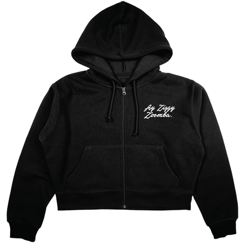 Blue 84 Black Ladies Cloud Fleece Midi Full Zip Hood