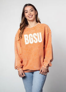 Chicka-D Ladies Burnt Orange Corded Crew