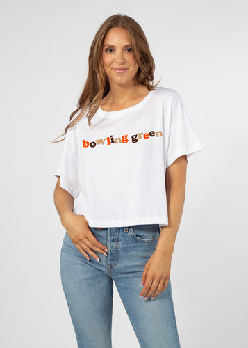 Chicka-D Ladies Sunshine Cropped Tee White