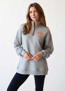 Chicka-D Heather Grey Ladies Quilted Quarterzip