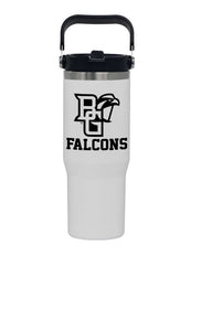 RFSJ 30 oz White SS Bottle with Swivel Handle BG Falcons