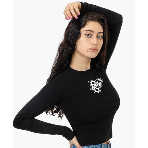 JU Ladies Black Baby Rib Long Sleeve Crewneck