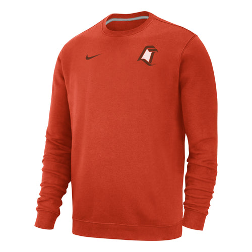 Nike Orange Club Fleece Crew LT Logo