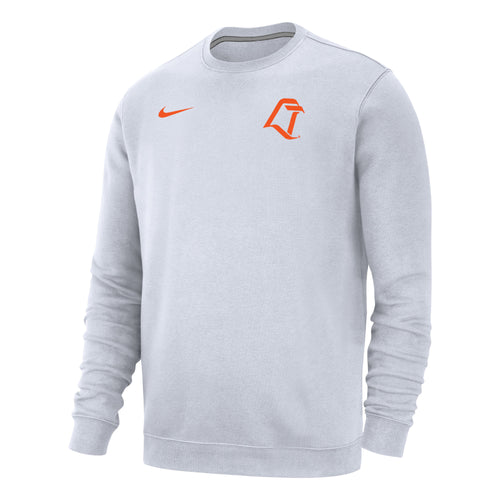 Nike Club Fleece White Crew with Left Chest LT Logo