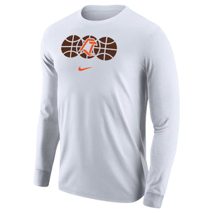 Nike White Core Cotton LS Tee Basketball LT Logo