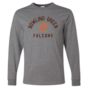 JU LT Logo Brown and Orange Arched Falcons LS Tee