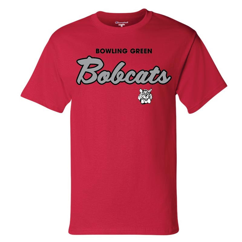 JU Champion Red BG Bobcats Script SS Tee