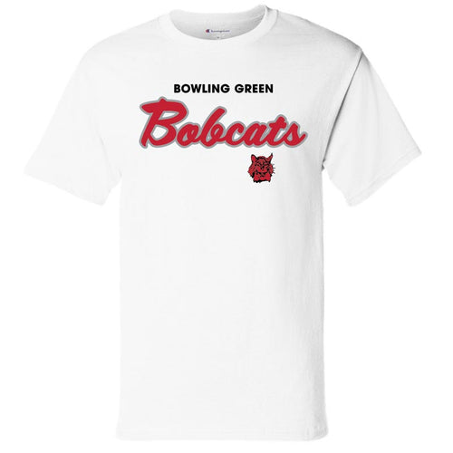 JU Champion White BG Bobcats Script SS Tee