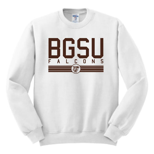 JU BGSU Striped Falcons Crew White with Brown