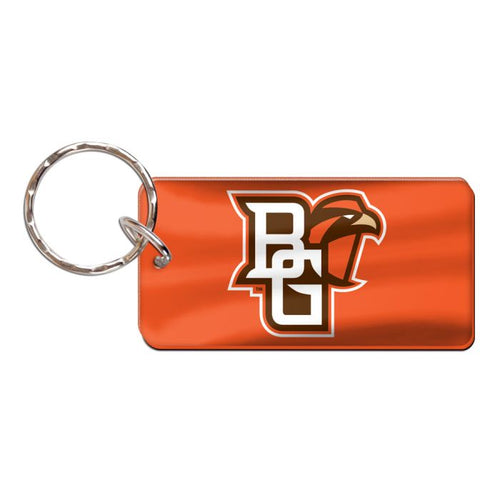 BGSU Rectangular Orange Keychain with Primary Logo