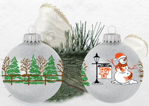 RFSJ 3.25" Snow Sparkle Glass Bulb Ornament with Snowman